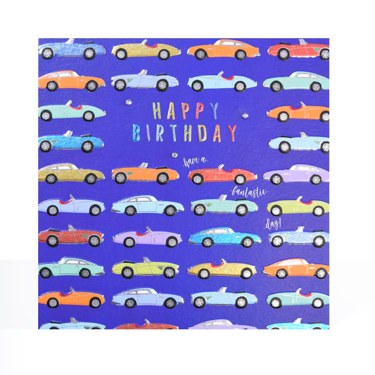 Happy birthday, classic cars card