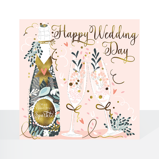 Happy wedding day, bubbly card