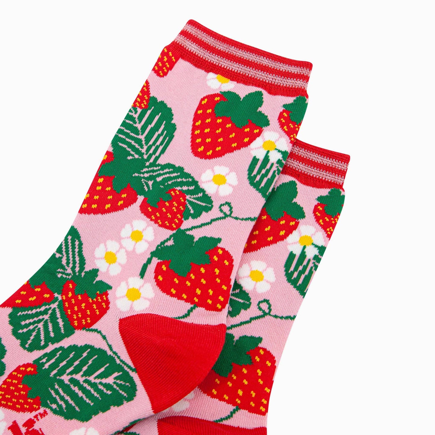 Women's Bamboo Socks - Pink, Strawberries