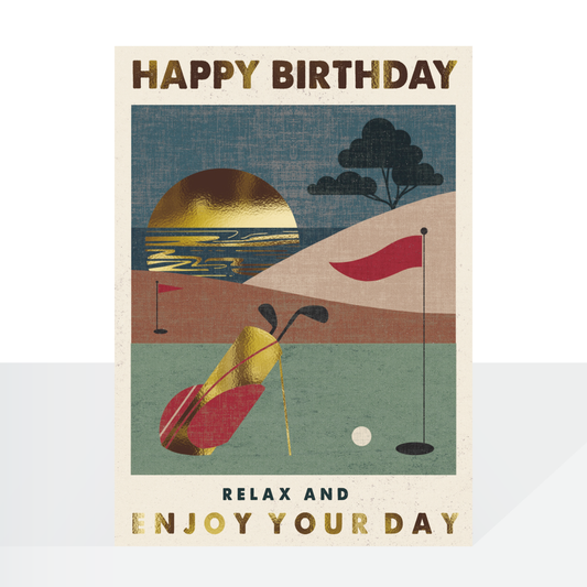 Golfing retro poster print card