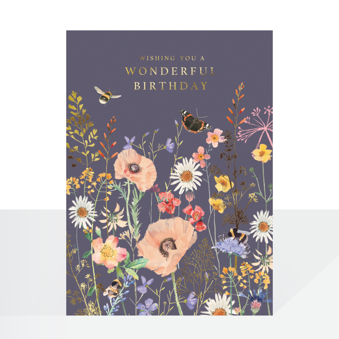 Wonderful birthday blue meadow flowers - card