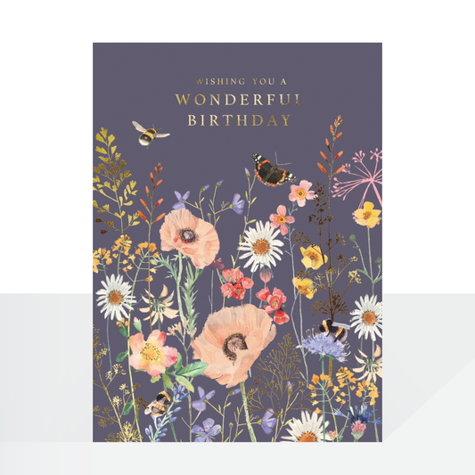 Wonderful birthday blue meadow flowers - card