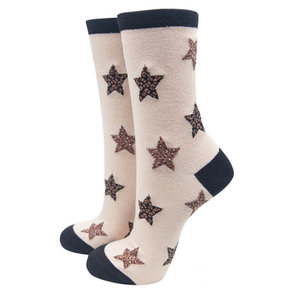 Ladies bamboo socks - Leopard stars