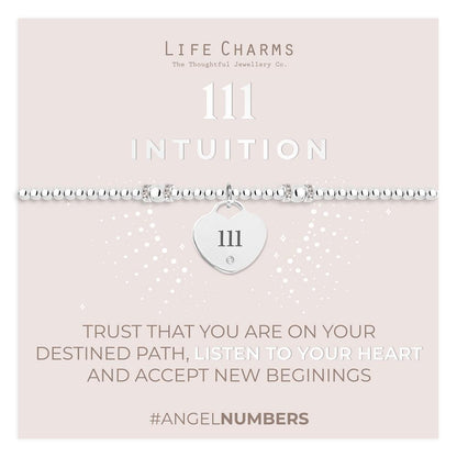 111 Intuition stretch bracelet, 925 silver plated - Life Charms - Angel numbers