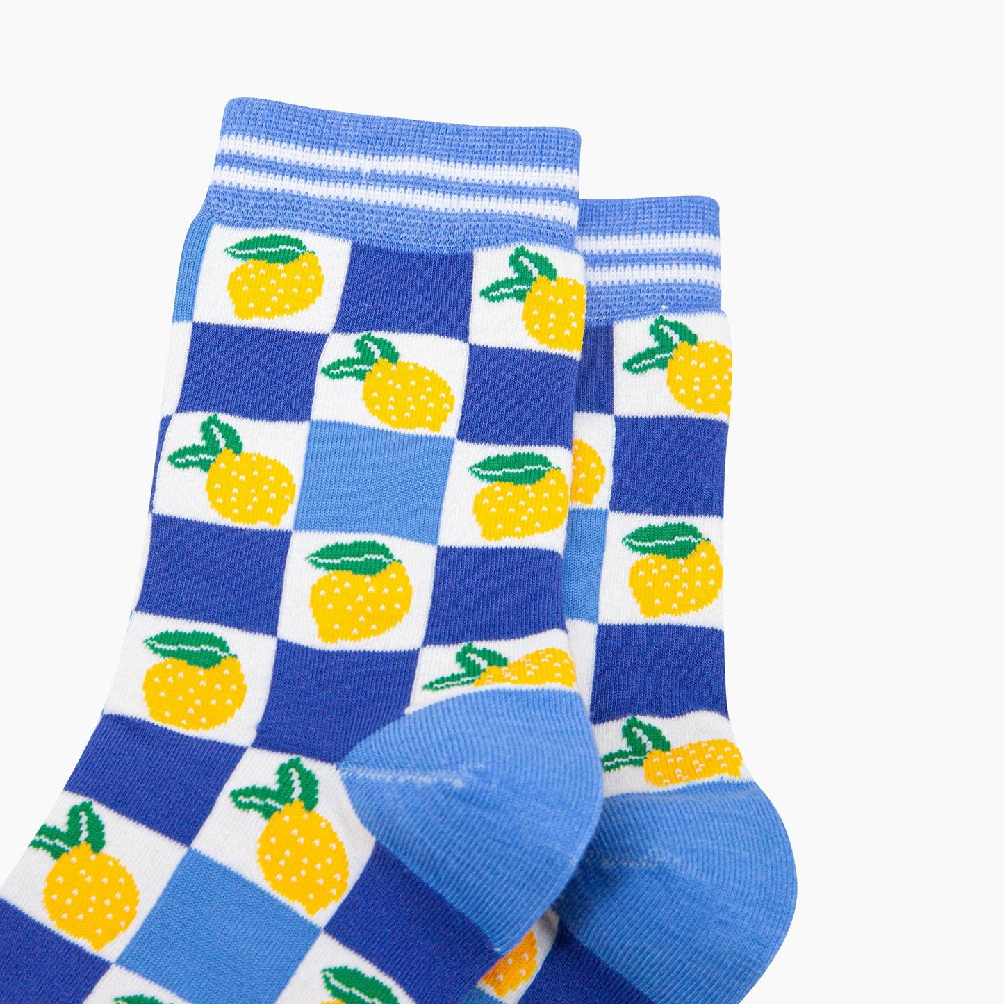 Lemon Checkerboard Bamboo Socks in Blue