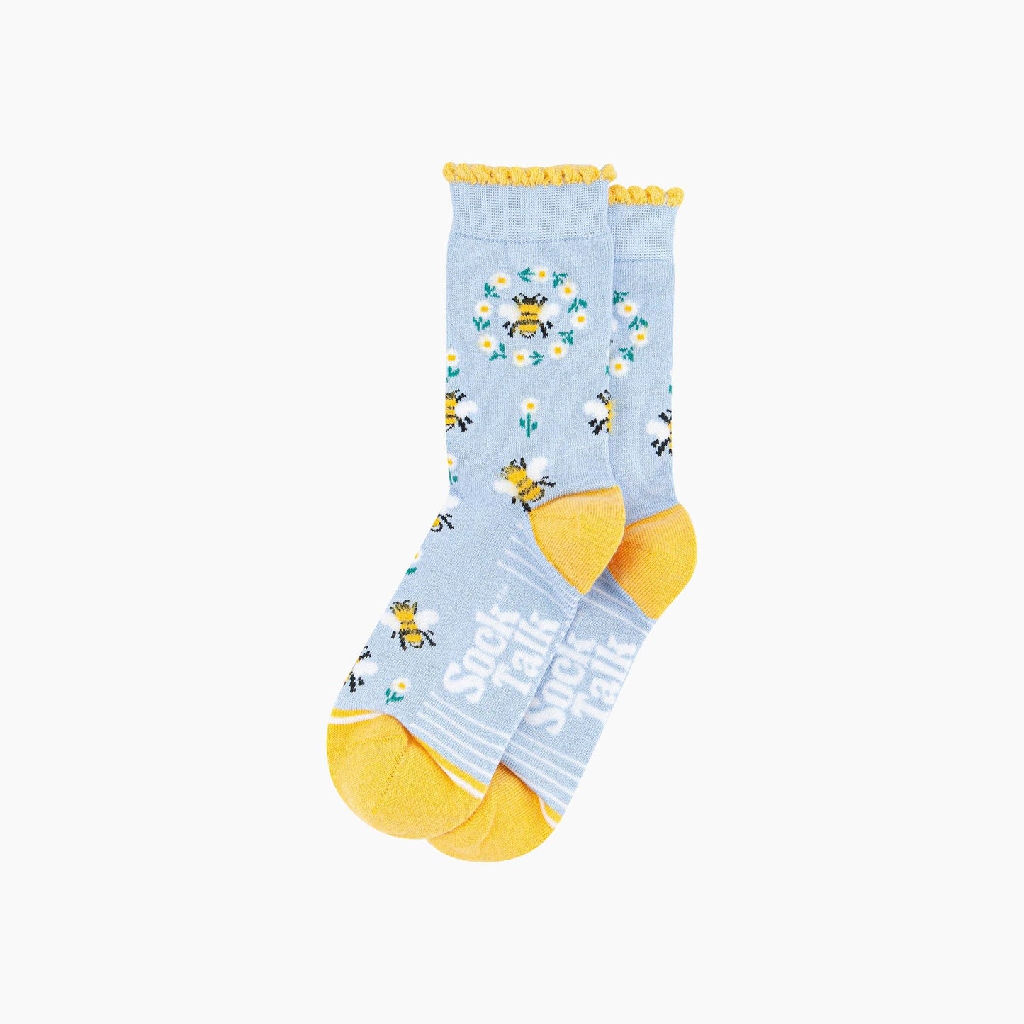 Bee Wreath Fluffy Bamboo Socks in Blue