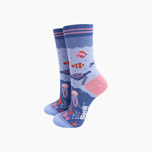 Under the Sea Bamboo Socks in Blue