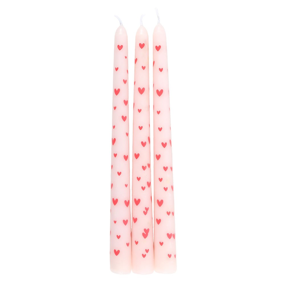Set of 3 Love Heart Taper candles ❤️