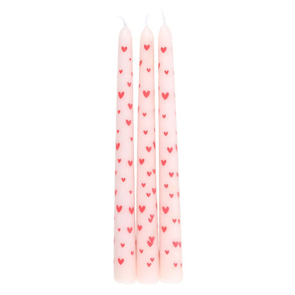 Set of 3 Love Heart Taper candles ❤️