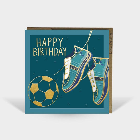 Birthday Goals Card for Him Emboss Foil Football