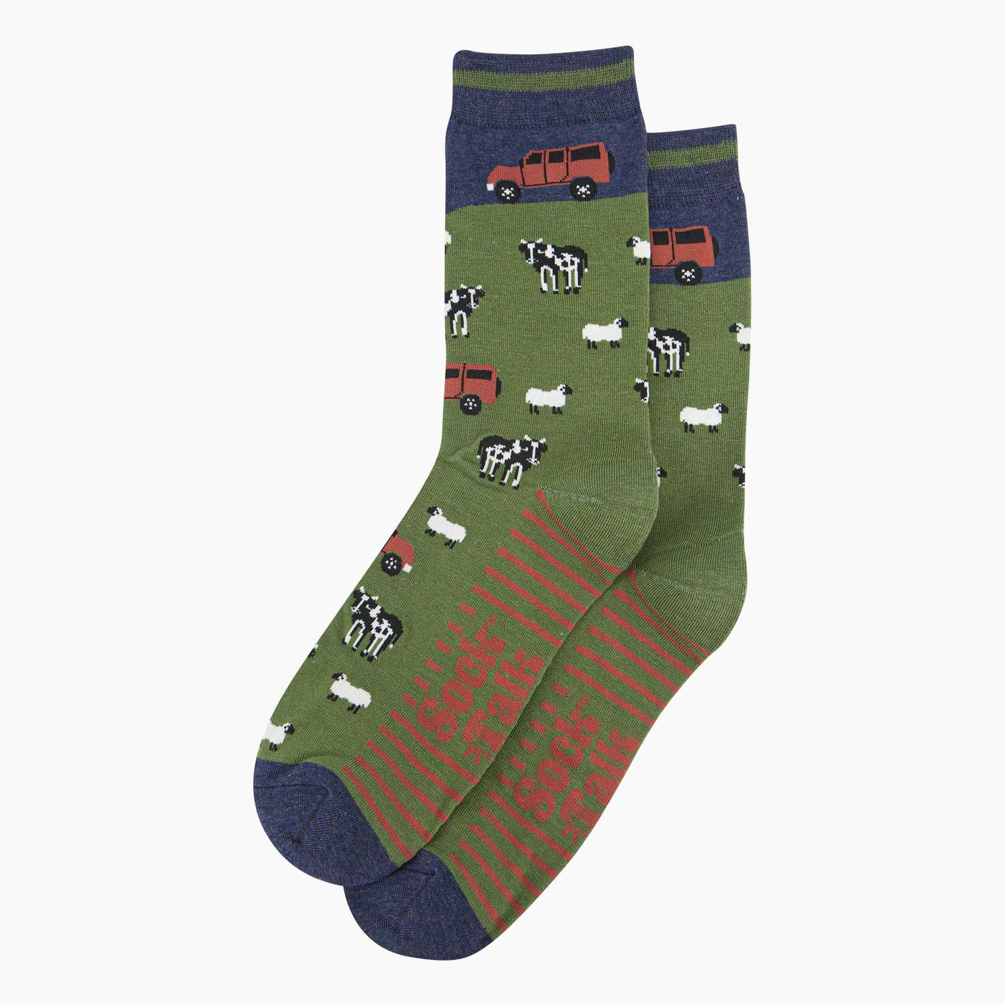 Men's Bamboo Socks - Navy/Green, Off-Roader Farm