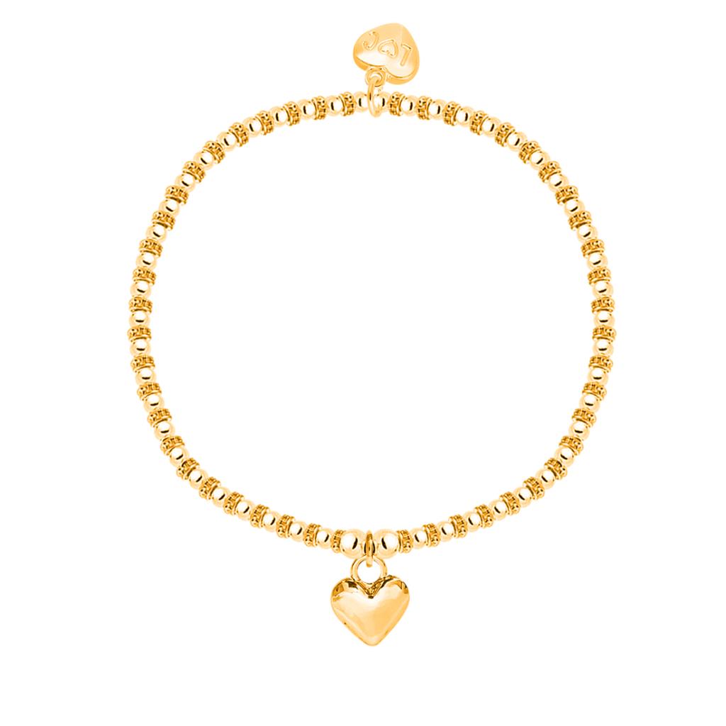 Puffed heart bracelet, 18k gold plated - Life Charms - Especially for you