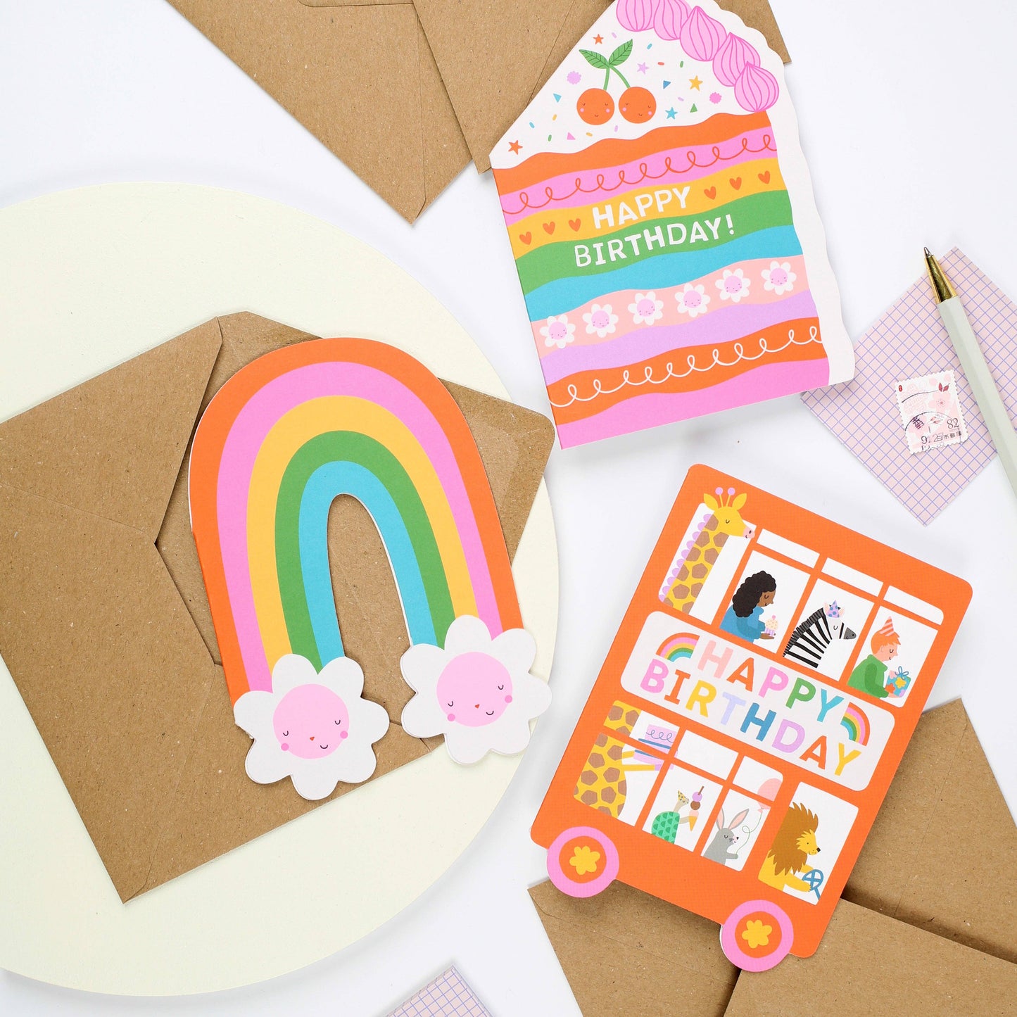 Playful Double Decker Bus Birthday Card for Children