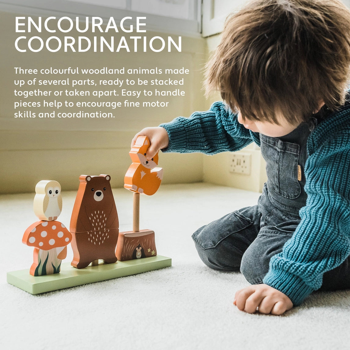 Woodland stacking toy wooden baby gift - Orange Tree Toys