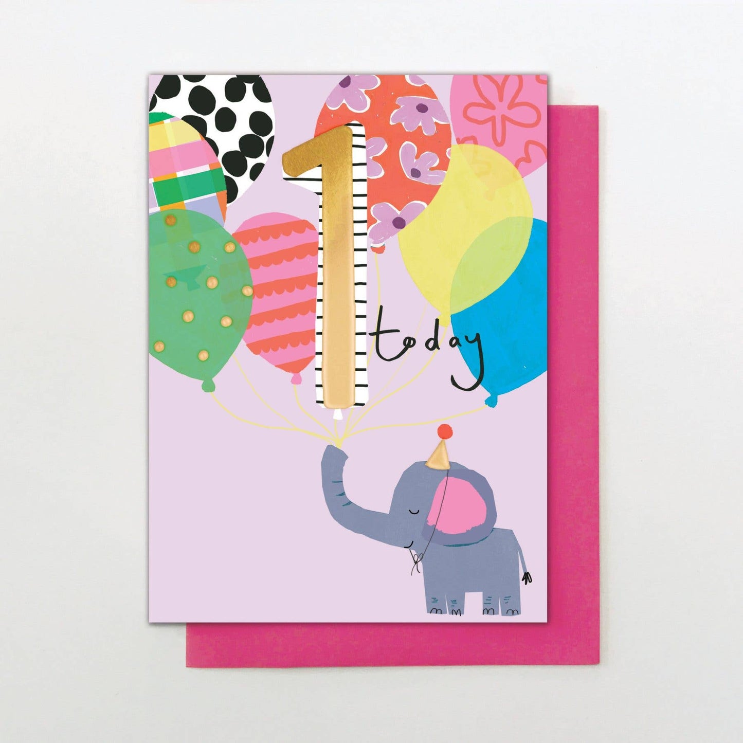 Girl Age 1 Elephant birthday card