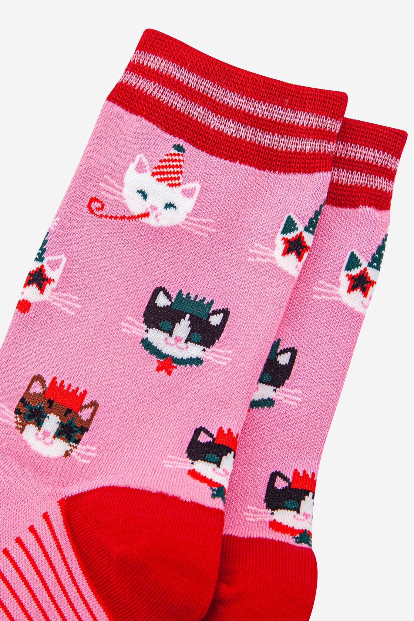 Women's Bamboo Socks - Hot Pink/Red, Party Cats