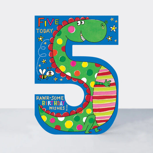 5th children’s birthday card Dinosaur - Cookie cutter