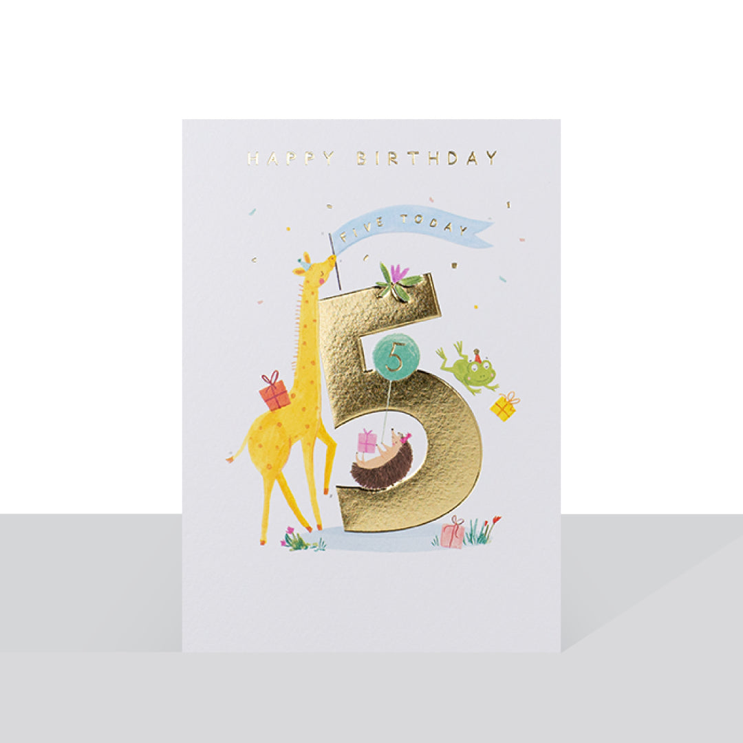 Five today, animals birthday - card