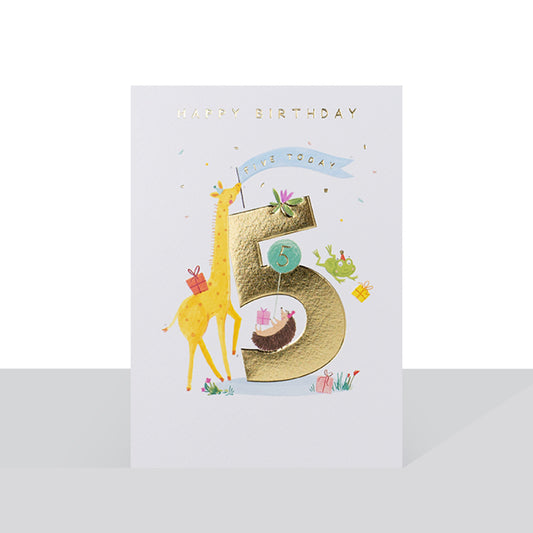 Five today, animals birthday - card