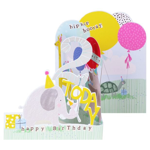 2nd birthday zig zag pop out - card