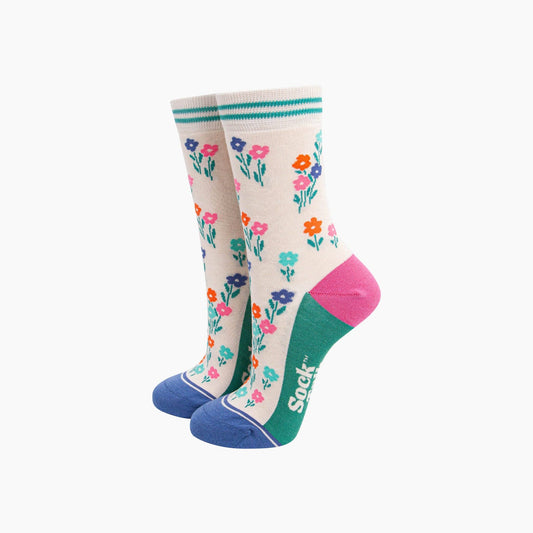 Wildflowers Bamboo Socks in Cream