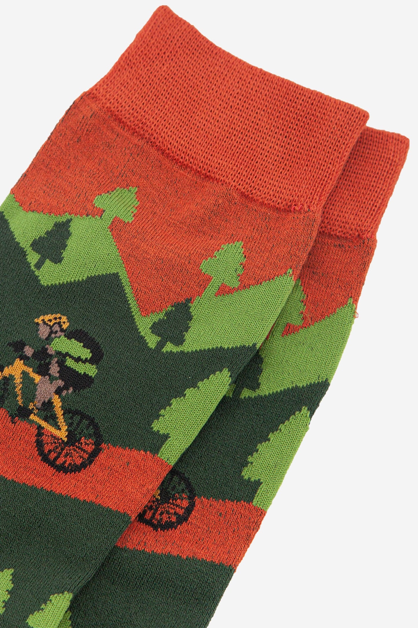 Men's Mountain Bike Forest Scene Cycling Bamboo Socks