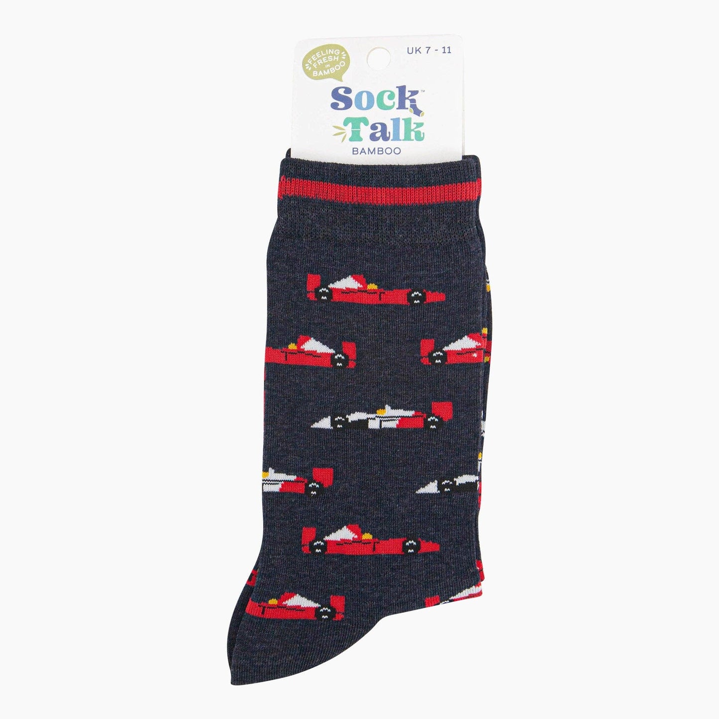 Men's Bamboo Socks - Navy, Race Cars F1