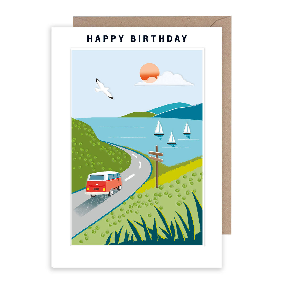 Happy Birthday van by the seaside