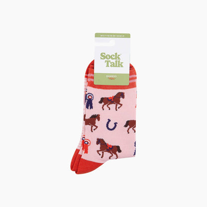 Horse Riding Bamboo Socks in Pink