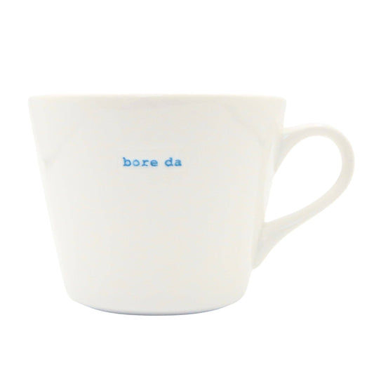 Keith Brymer Jones Welsh Mug 350ml- bore da (blue) (Cymraeg)