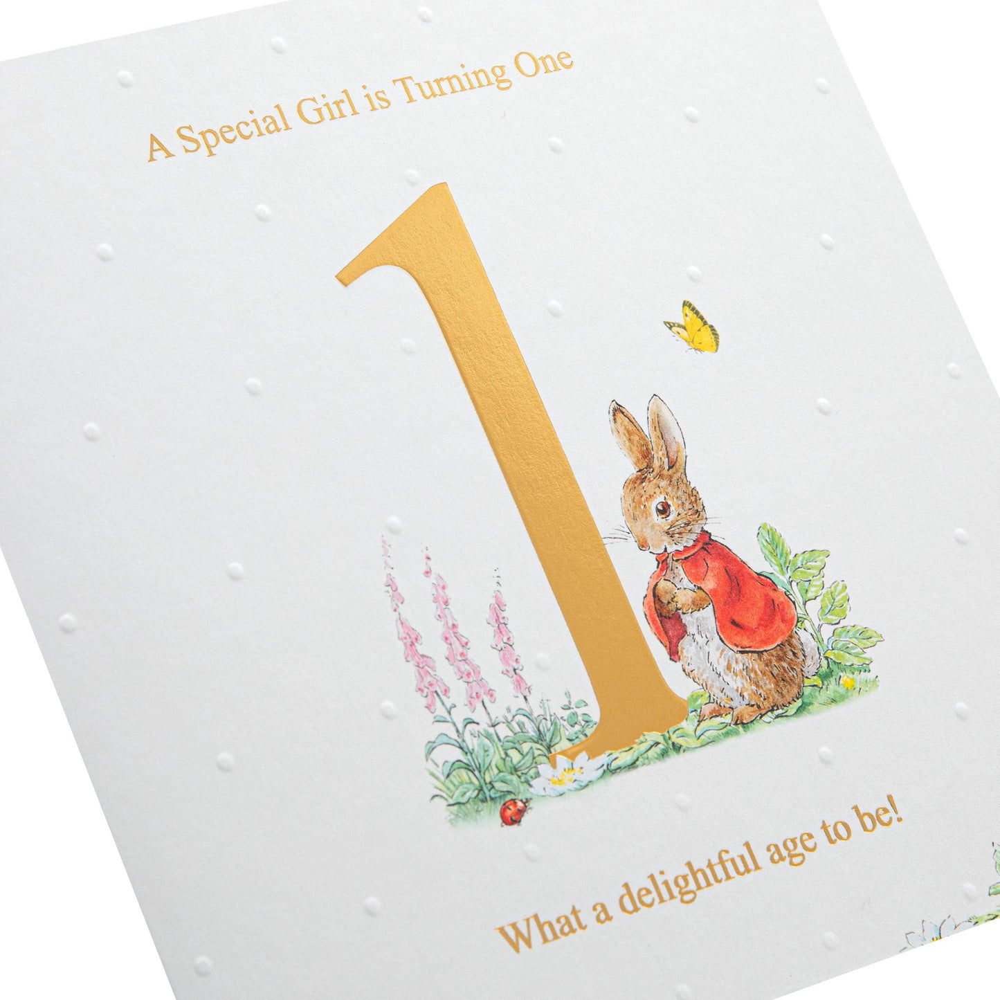1st Birthday Card - Beatrix Potter Flopsy Bunny Design
