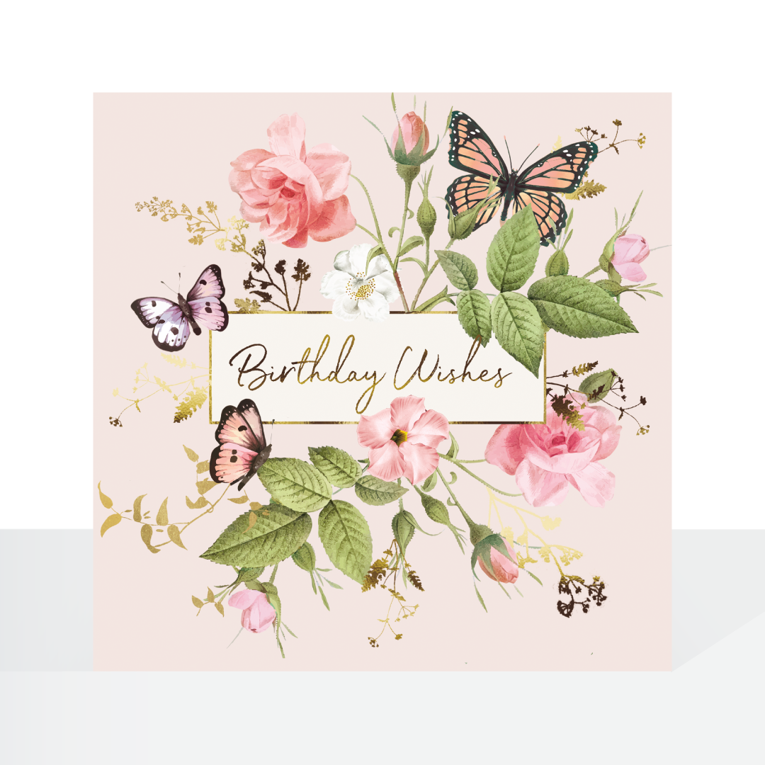 Meadow cottage Birthday Wishes floral  - birthday card