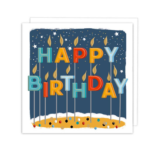 HAPPY BIRTHDAY CARD TEXT CANDLES CAKE