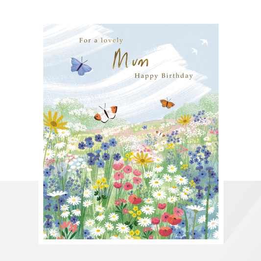 Lovely Mum flower meadow birthday card