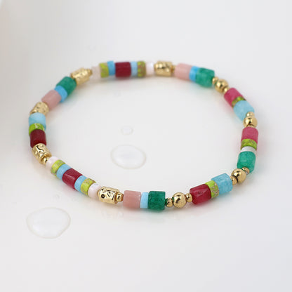 Waterproof gold plated and mixed stone bracelet