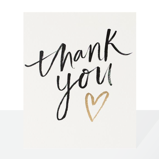 Thank you handwritten font/gold heart