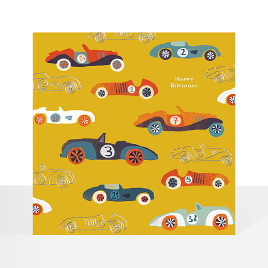 Classic racing cars male birthday card
