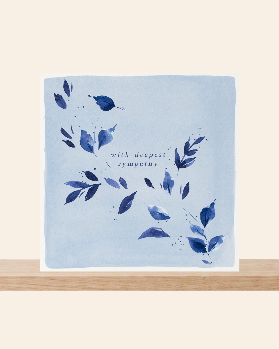 With deepest sympathy blue leaves card