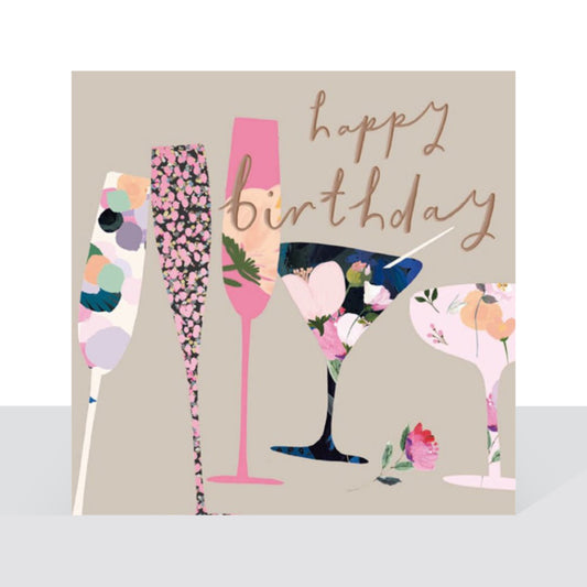 Happy birthday cocktails card - Stephanie Dyment