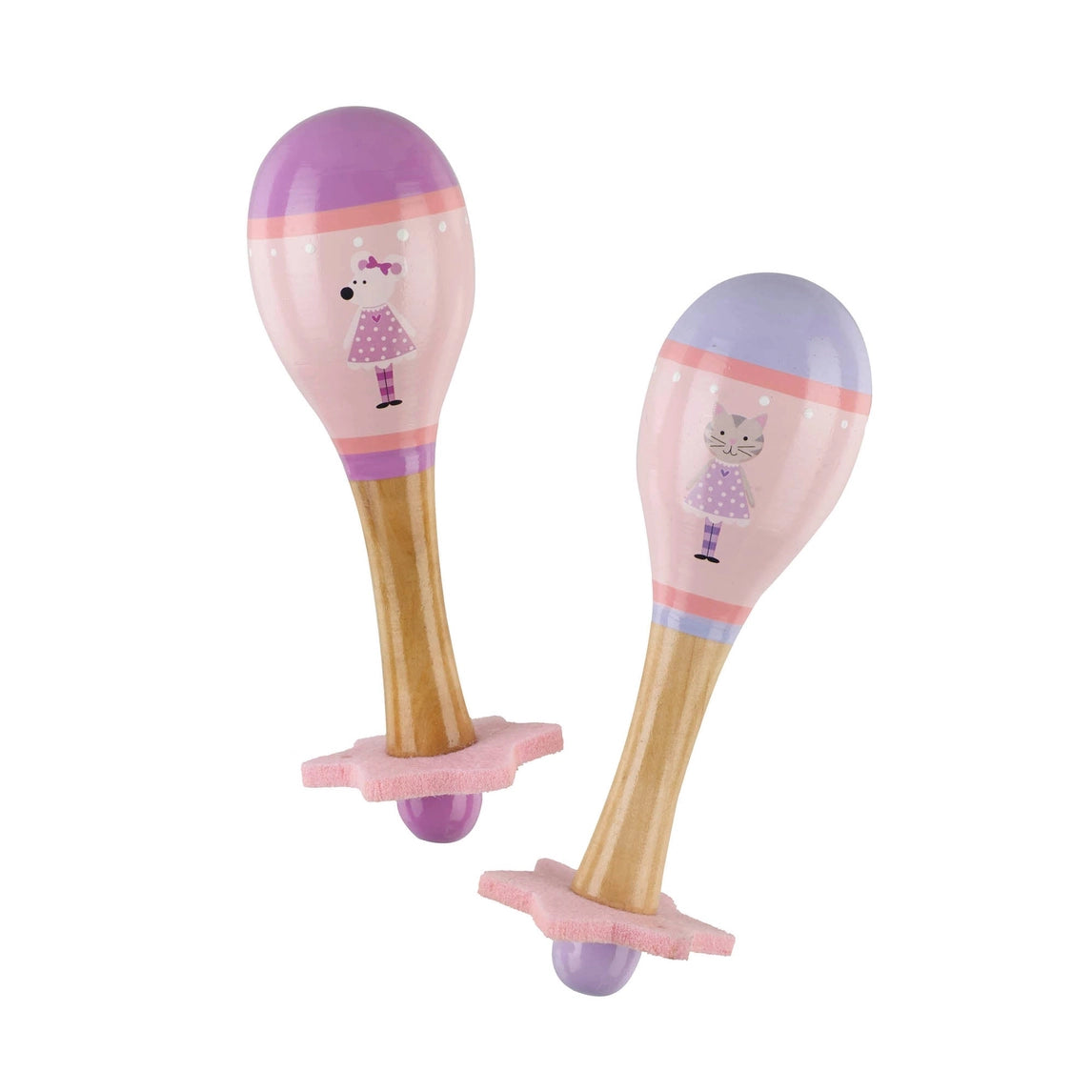 Pink mouse wooden maracas baby gift - Orange Tree Toys