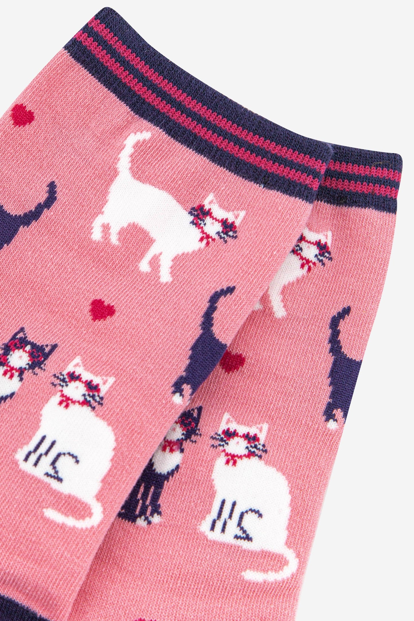 Women's Cats in Love Bamboo Socks in Pink