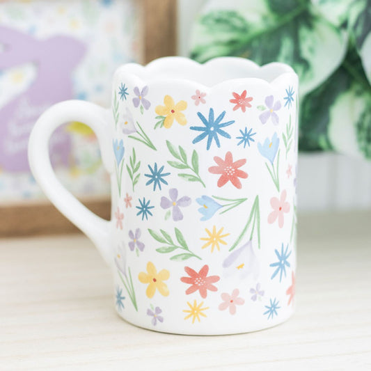 Spring floral scalloped mug