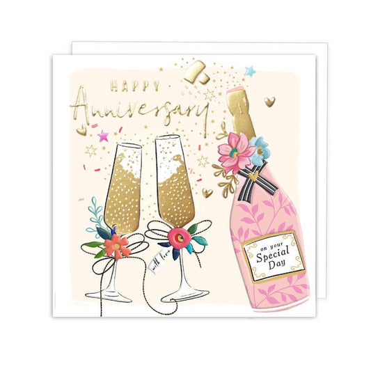 Happy Anniversary - Champagne and Glasses