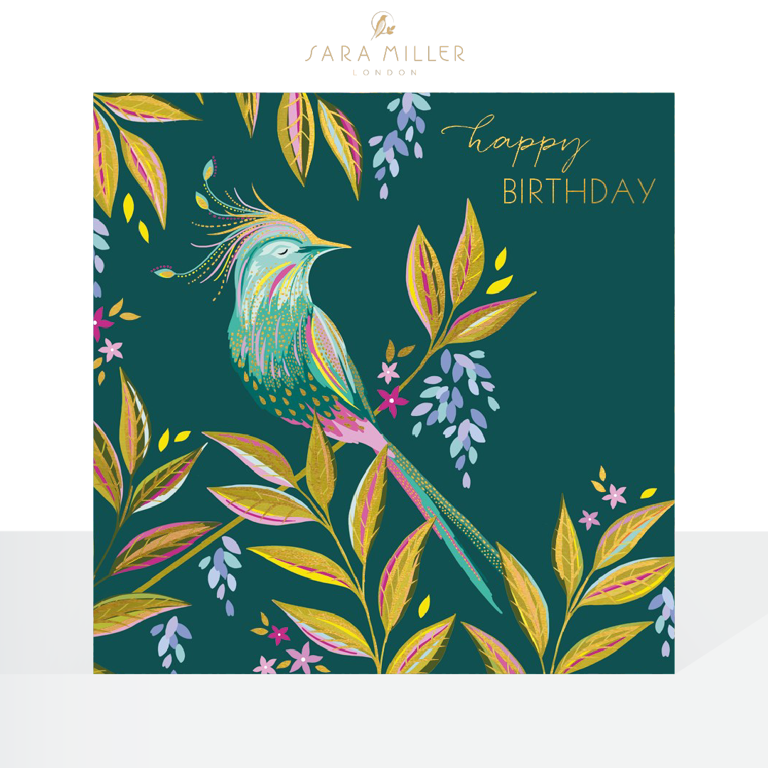 Colourful bird birthday - Sara Miller card