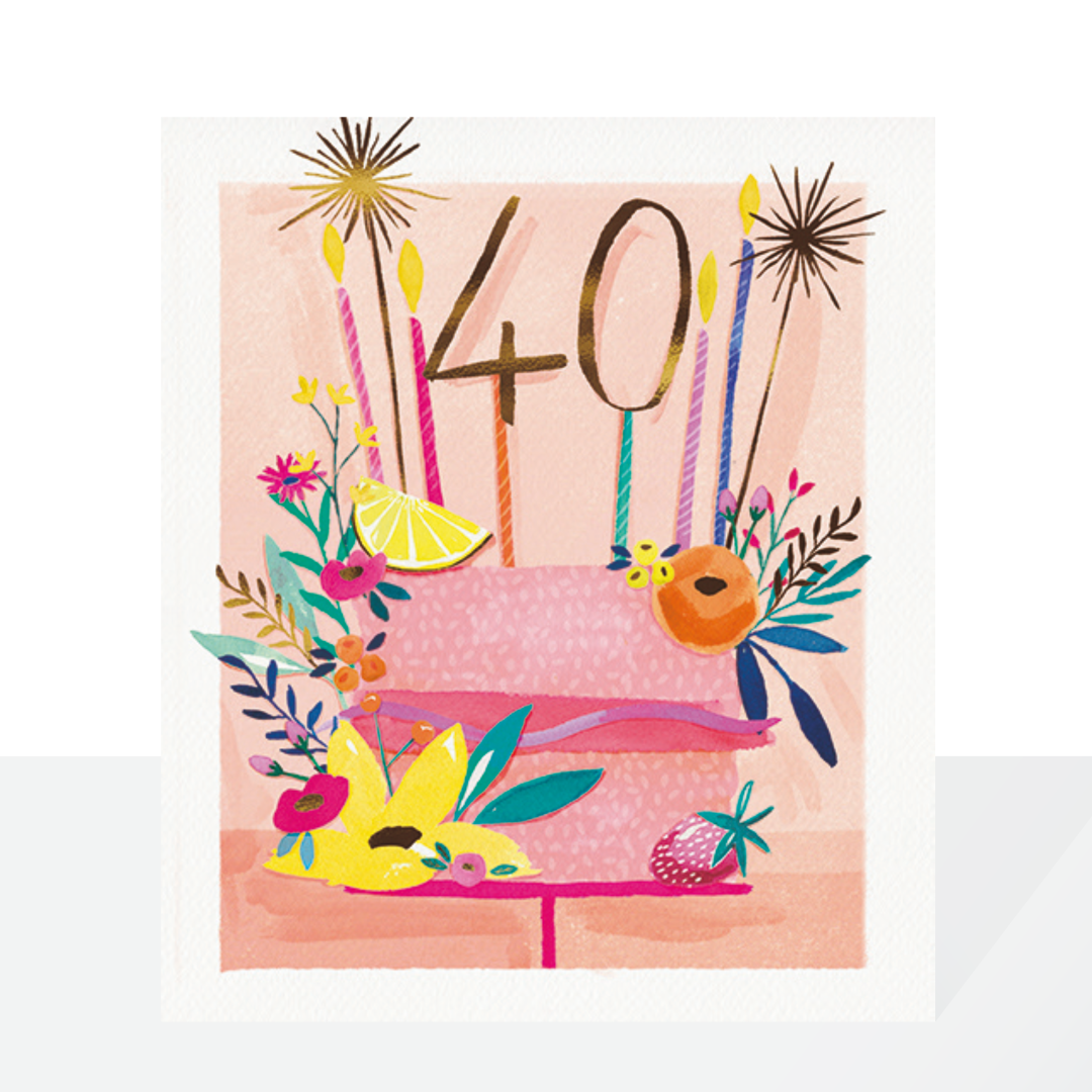 40th birthday card - Peach Sorbet