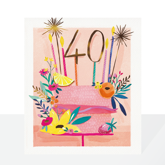 40th birthday card - Peach Sorbet