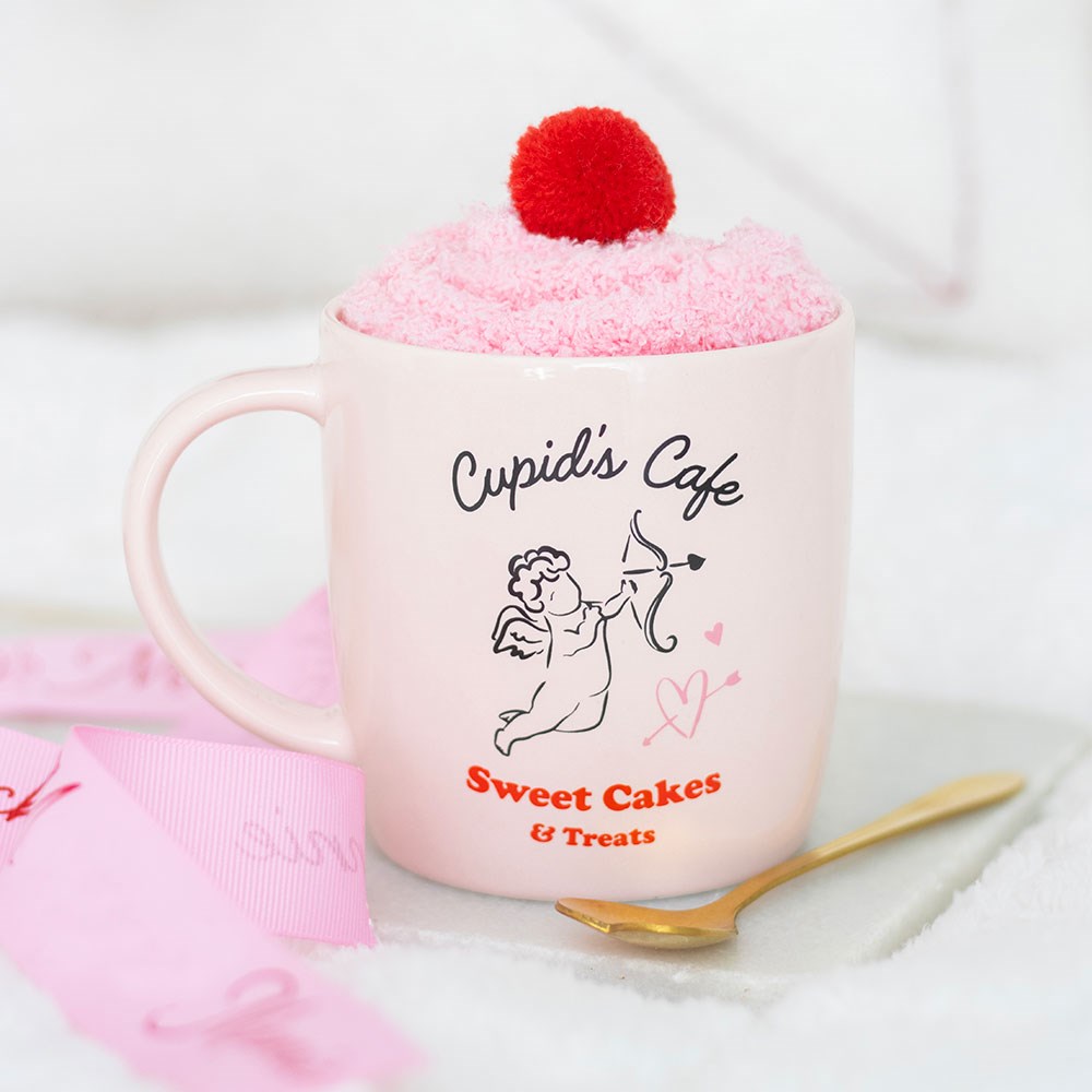 Cupid’s Cafe Mug, Spoon & Socks set - Valentine’s Gift Ideas ❤️