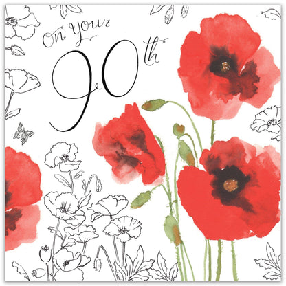 90th Birthday Card Poppies