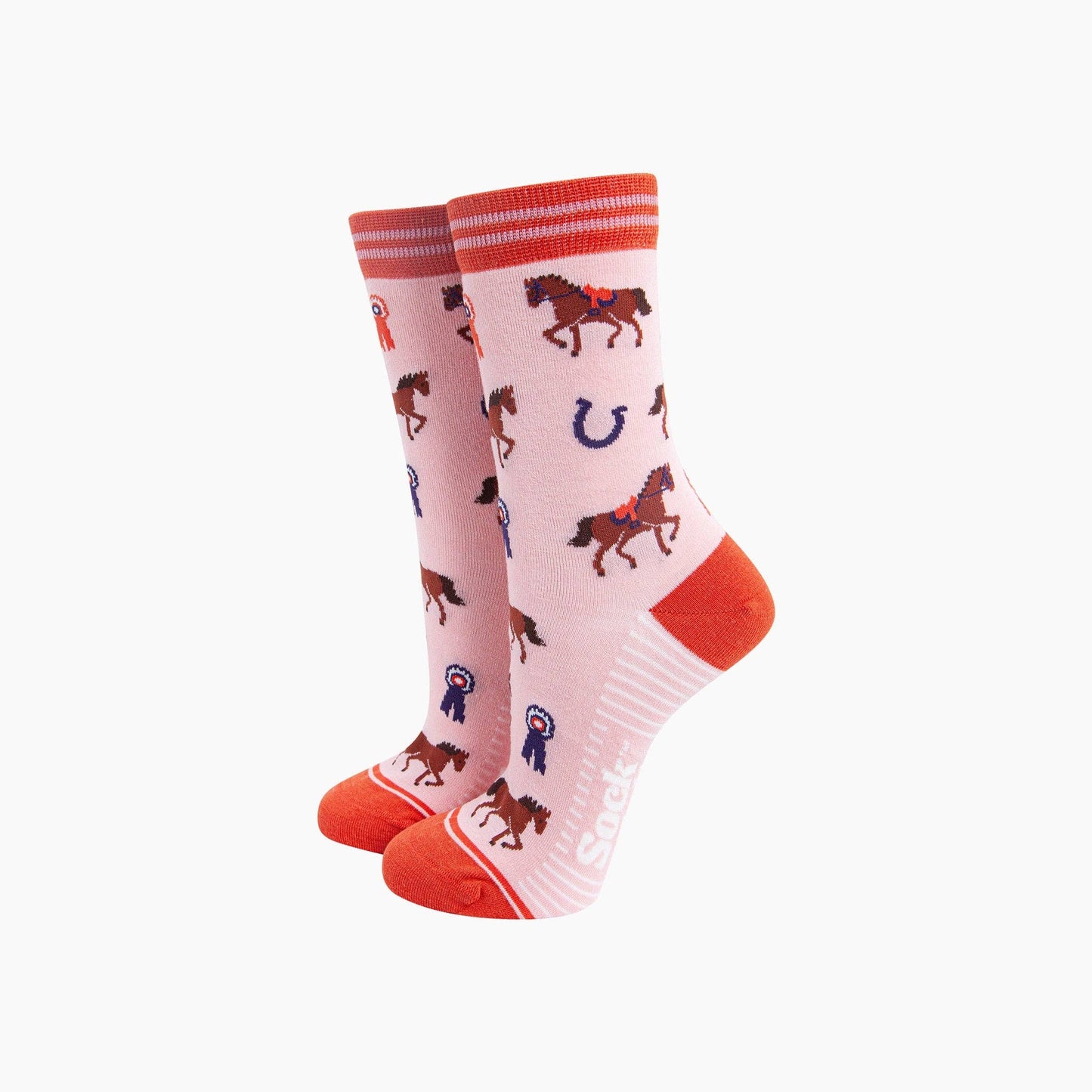Horse Riding Bamboo Socks in Pink
