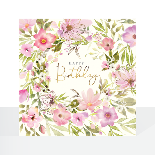 Peony rose pink floral - birthday card